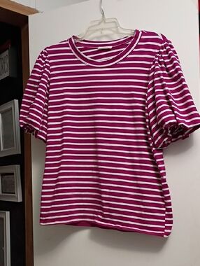 Striped Puff-Sleeve Tee